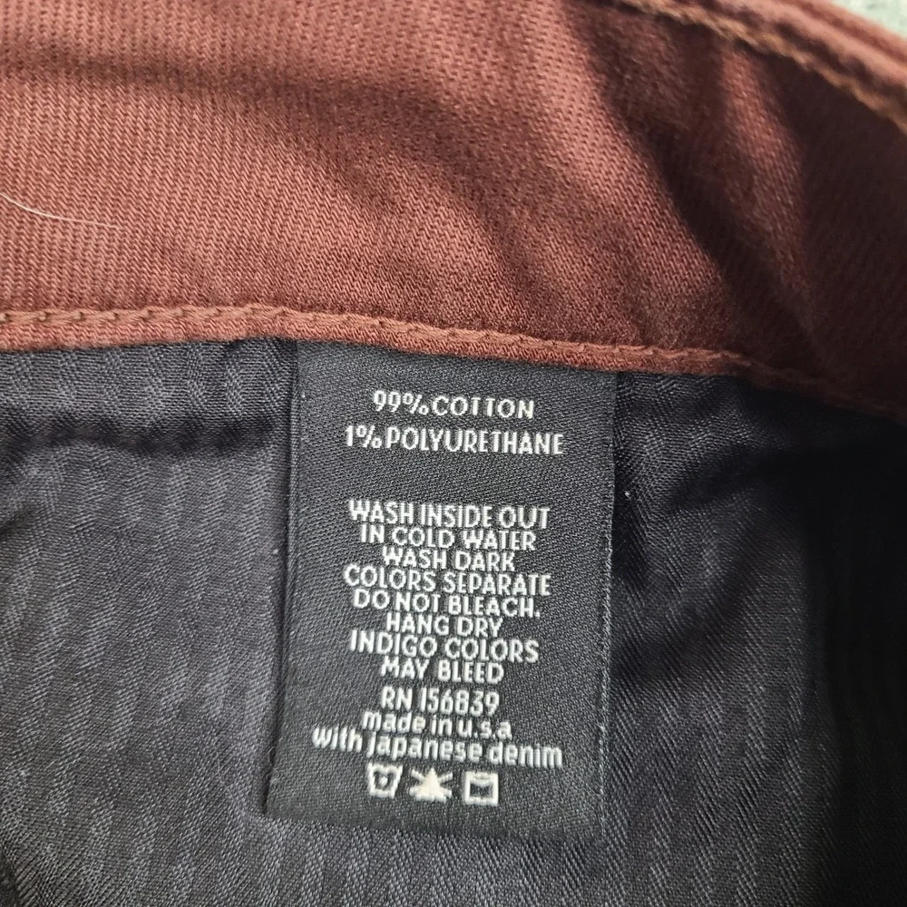 Monfrere Brando Bordeaux Jeans Mens 33x31 Red Slim Fit Japanese Denim USA Made